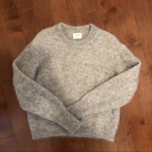 Aritzia grey fuzzy sweater.
